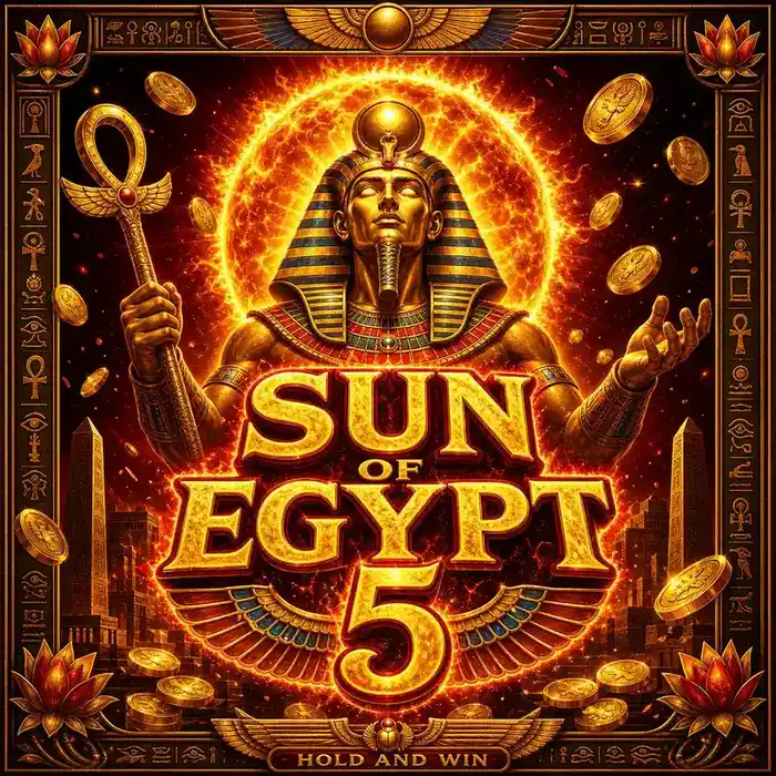 Sun of Egypt 5 o'yin avtomati ekrani va Misr mavzusidagi dizayn